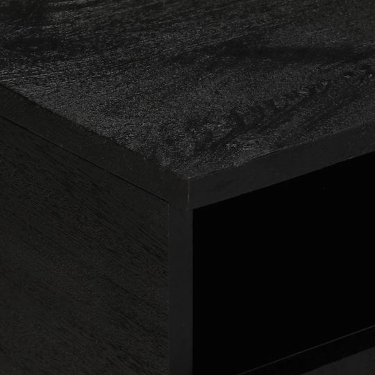Rectangular Central Coffee Table Made of Solid Wood Black M80xW54xH40cm
