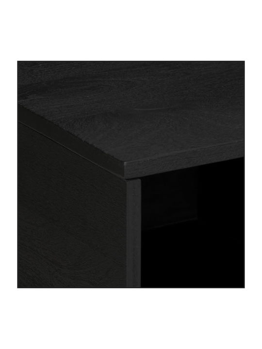 Rectangular Central Coffee Table Made of Solid Wood Black M80xW50xH40cm