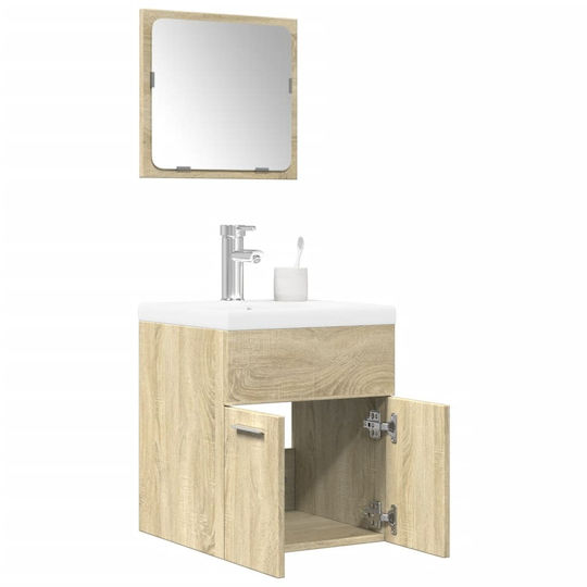 vidaXL Waschtisch mit Waschbecken & Spiegel L42xB18xH39cm Coffee