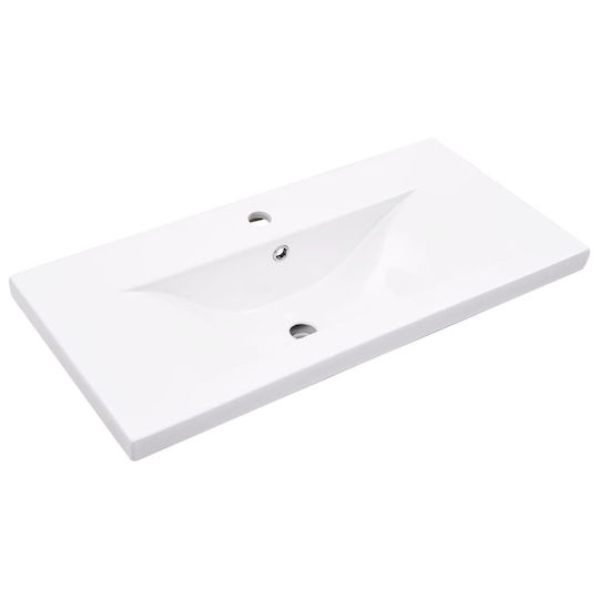 vidaXL Waschtisch mit Waschbecken & Spiegel L61xB18.5xH39.5cm Coffee