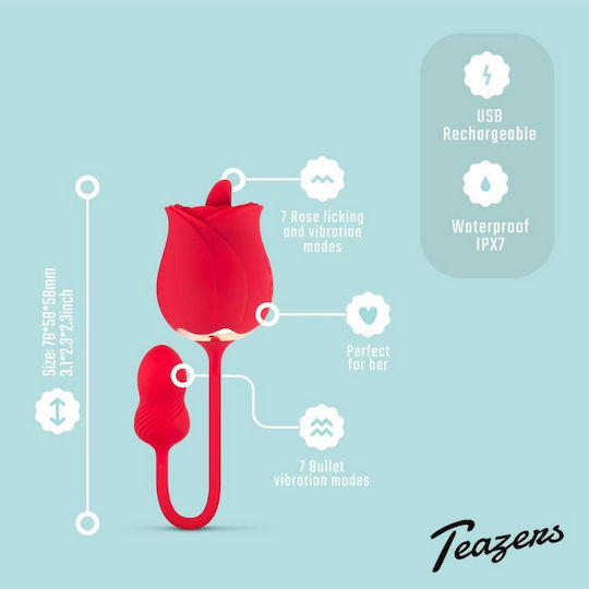 Teazers Rose Vibrator & Clitoris Stimulator For Her Mini Κλειτοριδικός Δονητής Ροζ