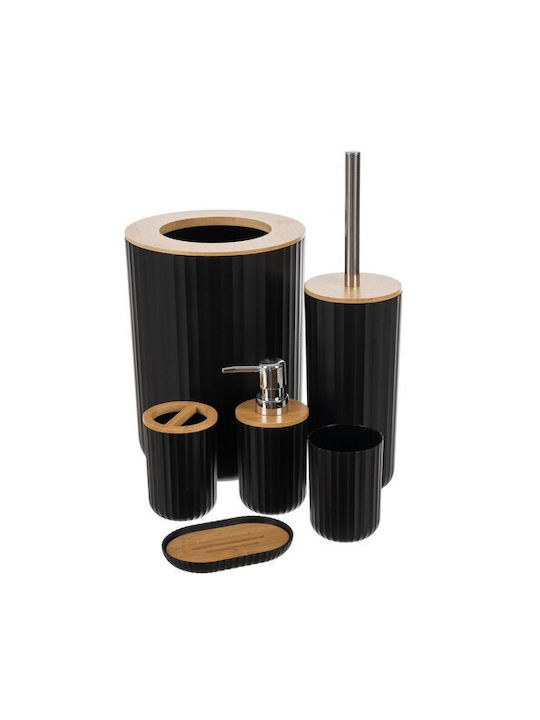 Ruhhy Plastic Bathroom Accessory Set Black 6pcs