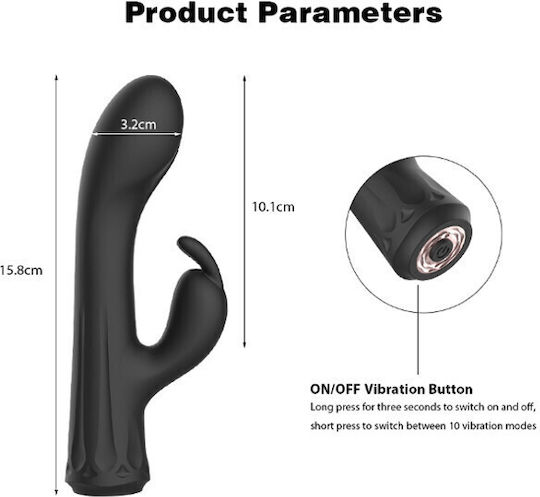 Passion Labs Lucia Δονητής Rabbit 15.8cm Μαύρος