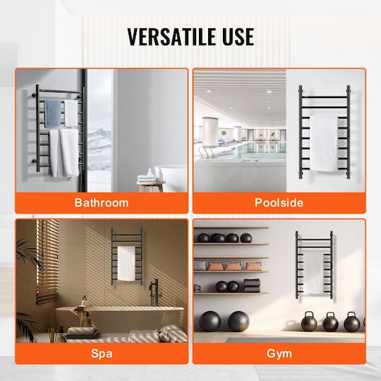 Vevor Electric Towel Rail 80x50cm Black