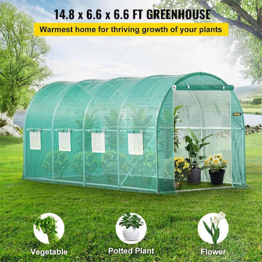 Vevor YDSDWSL1577FTL1FIV0 Greenhouse Tunnel with Metal Frame 4.5x2x2m