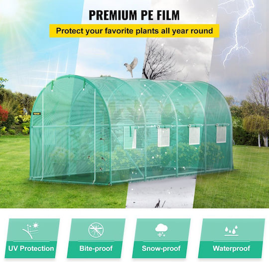Vevor YDSDWSL1577FTL1FIV0 Greenhouse Tunnel with Metal Frame 4.5x2x2m