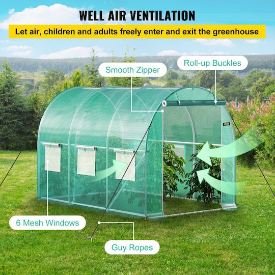Vevor YDSDWSL1077FTKHD5V0 Greenhouse Tunnel with Metal Frame 4.5x2x2m