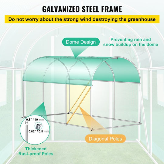 Vevor YDSDWSL1077FTKHD5V0 Greenhouse Tunnel with Metal Frame 4.5x2x2m