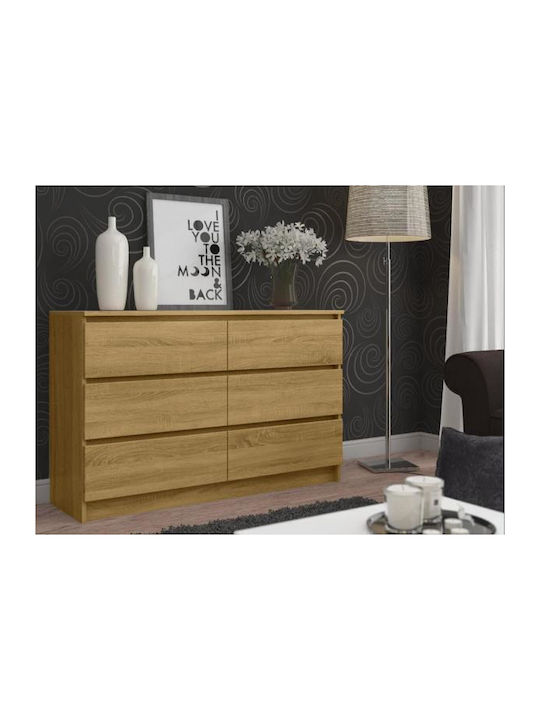 Juniper 6s Lite Wooden Chest of Drawers with 6 Drawers Fusiko 120x30x77cm