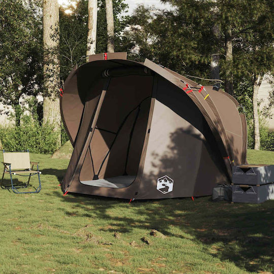 vidaXL Camping Tent Tunnel Brown for 4 People 260x276x179cm