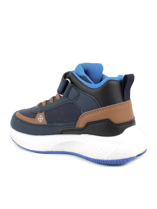 Παιδικά Sneakers High Ανατομικά με Σκρατς Navy Μπλε