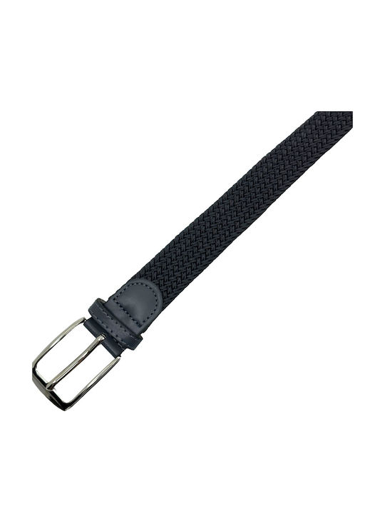 Men's Knitted Artificial Leather Wide Elastic Belt Gray