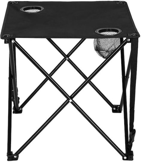 Tabelul Metalic pentru Camping Pliabil 46x46x45cm Negru