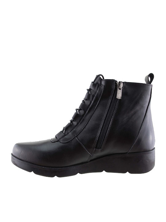 Leder Stiefeletten Damen Schwarz