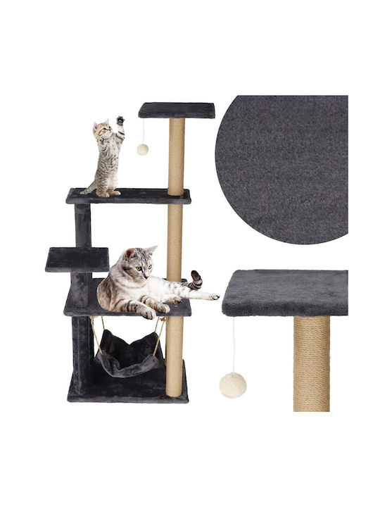 Cat Playset Scratching Post Hammock Ball 121cm Graphite