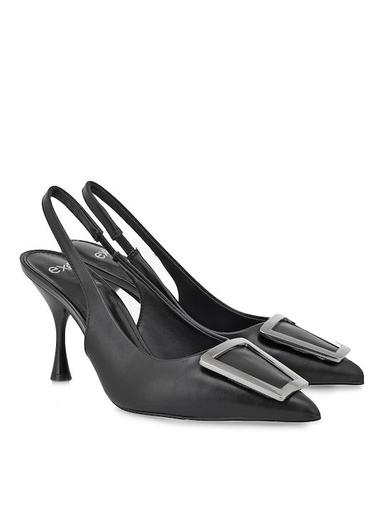 Exe Synthetic Leather Black High Heels