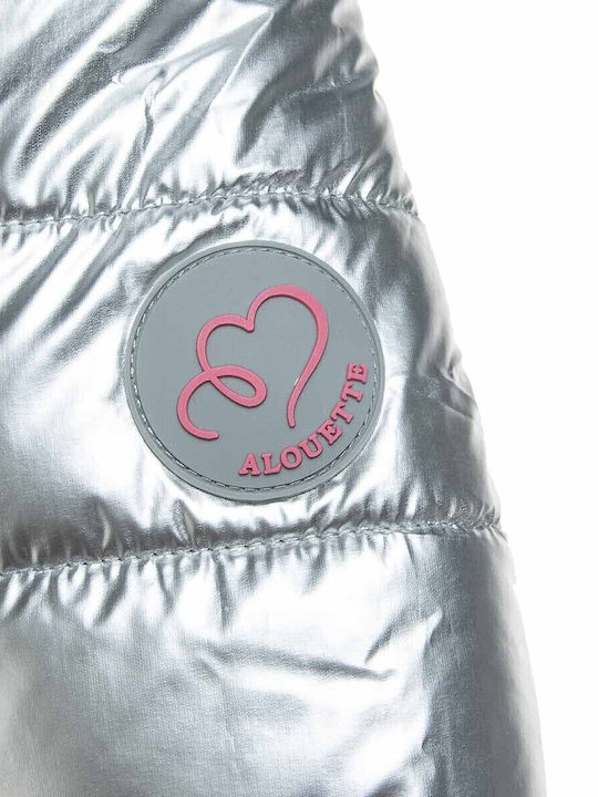 Kids' Quilted Jacket with Hood Silver