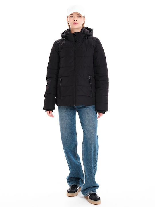 Scurtă Jachetă de femei Puffer Negru