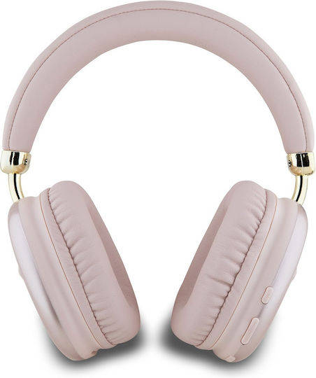 Guess Saffiano Ασύρματα / Ενσύρματα Over Ear Ακουστικά με 2 ώρες Λειτουργίας Ροζ