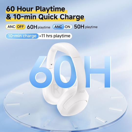 QCY H3 Wireless / Wired Over Ear Headphones with 60 hours of Operation and Quick Charge White