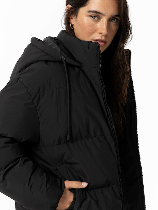 Κοντό Γυναικείο Puffer Μπουφάν για Χειμώνα Black