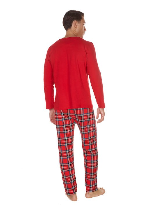 Comfort Men's Winter Checked Pajamas Set Red