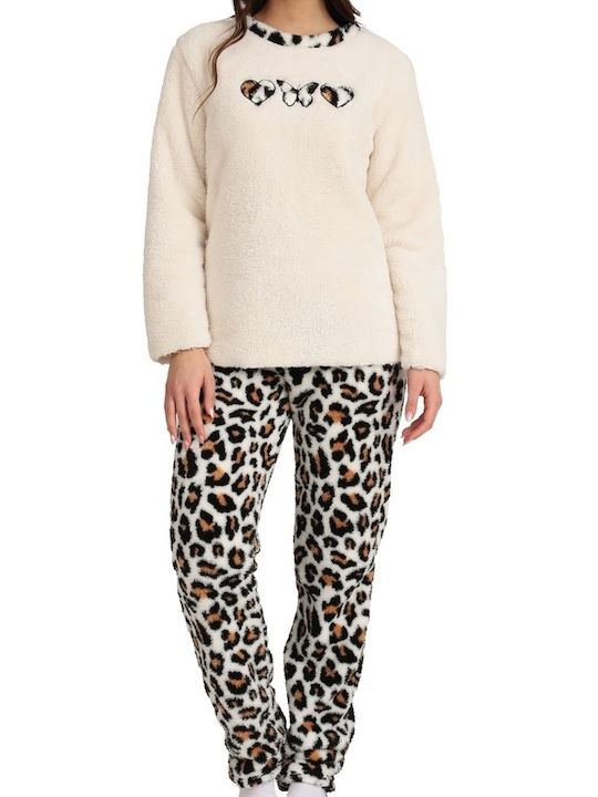 Lydia Creations Winter Damen Pyjama-Set Vlies MORE