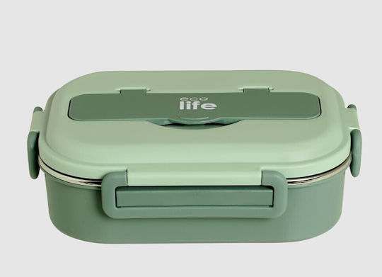 Ecolife Cutlery Δοχείο Φαγητού Inox Πράσινο με Χωρίσματα 1lt