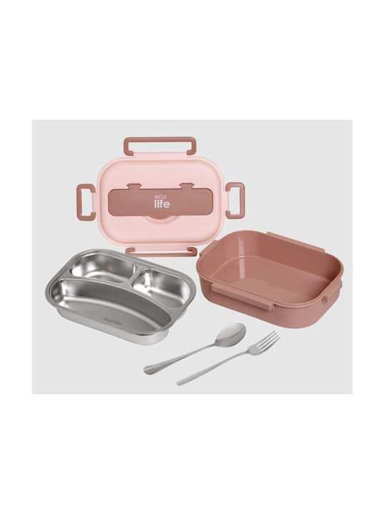 Ecolife Inox Lunch Box Cutlery Pink 1000ml