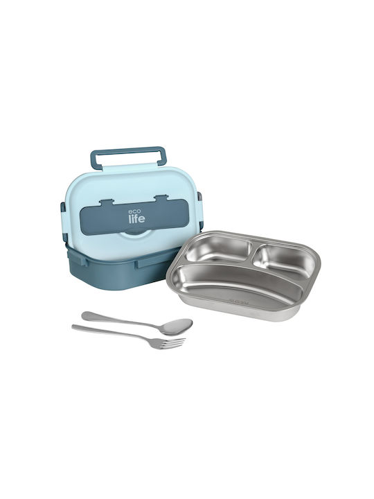 Ecolife Inox Lunch Box Cutlery Blue 1000ml