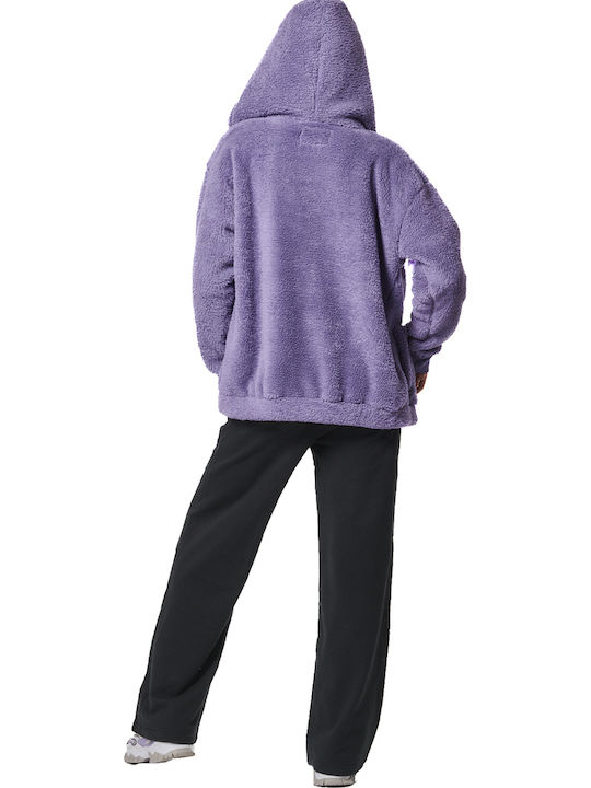 Women's Cardigan with Zipper Purple