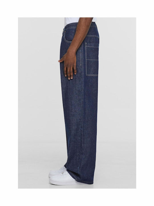 Ανδρικό Παντελόνι Τζιν με Regular Baggy Εφαρμογή Raw Indigo