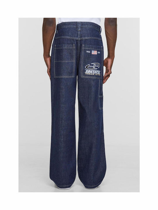 Ανδρικό Παντελόνι Τζιν με Regular Baggy Εφαρμογή Raw Indigo