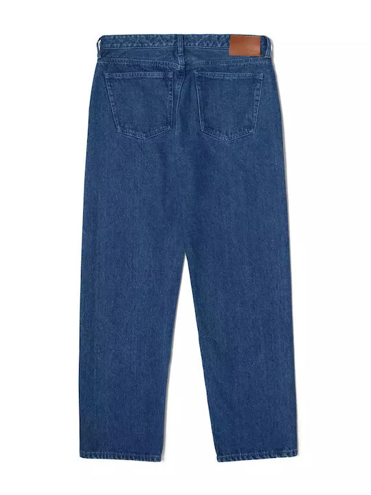 Men's Jeans Pants with Regular Baggy Fit Stone Wash Indigo