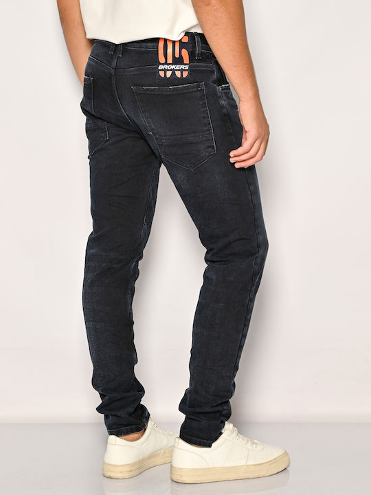 Men's Elastic Jeans Pants with Slim Fit Blue