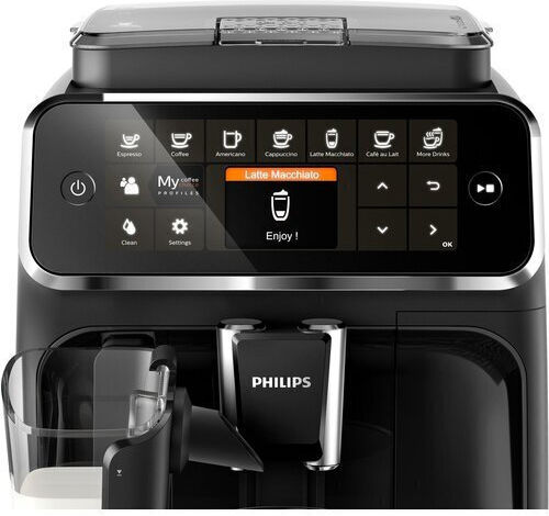 Philips Серия 4300 Автоматична Еспресо Кафемашина 1500W Налягане 15bar за Капучино с Мелачка Черна EP4341/50