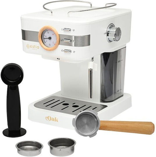 Estia Οak Automatic Espresso Machine 950W Pressure 15bar White