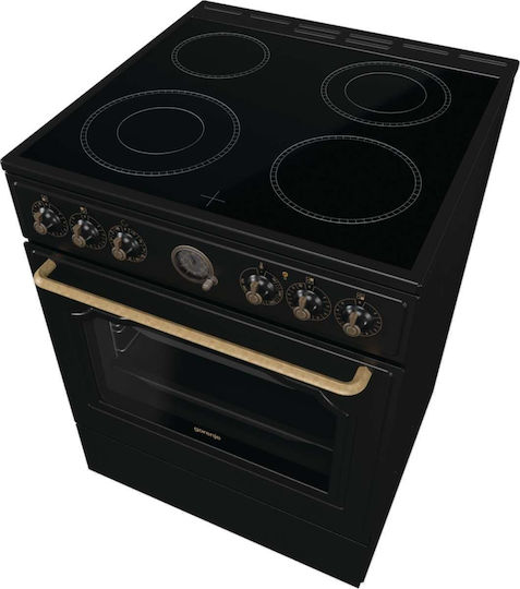 Gorenje GECS6B70CLB Aragaz 71lt cu Plite Ceramice L60cm. Black