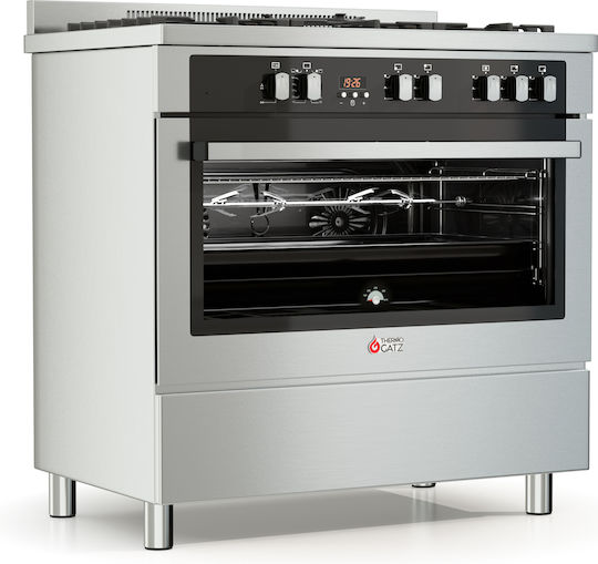Thermogatz TGS PRO 2090 IX Erdgasherd 89Es mit Erdgas-Kochfeldern B89.8cm. Inox