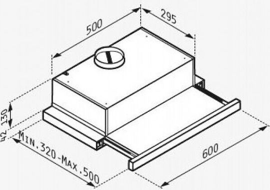 Pyramis Essential Телескопичен аспиратор 60см Бял