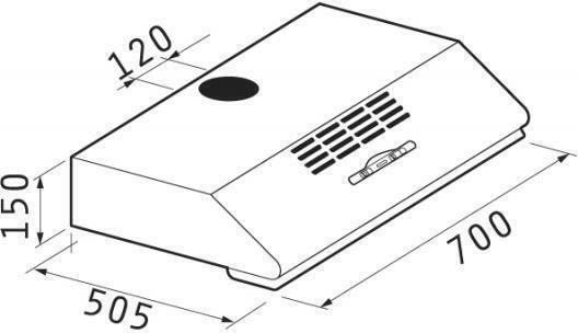 Pyramis Essential Simple with 2 Motors Freestanding Vent Hood 70cm White