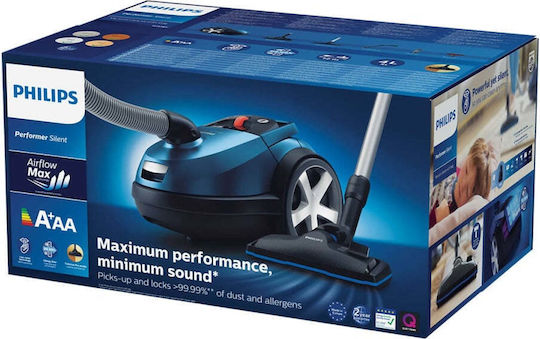 Philips Performer Silent Vacuum Cleaner 750W Bagged 4lt Blue