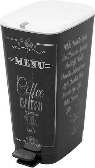 Kis Chic Coffee Menu Κάδος Απορριμμάτων Πλαστικός με Πεντάλ Μαύρος 50lt