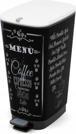Kis Кошче Chic Coffee Menu Пластмасово за Боклук с Педал Черно 50л