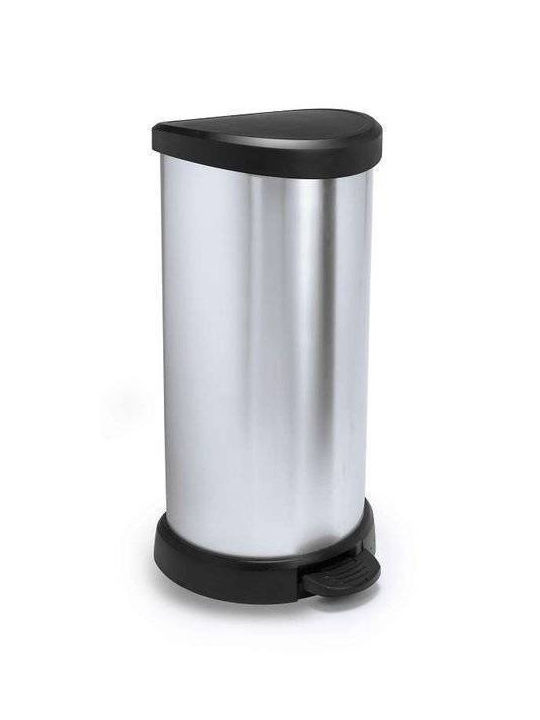 Curver Decobin Metallic Waste Bin with Pedal Silver 40lt