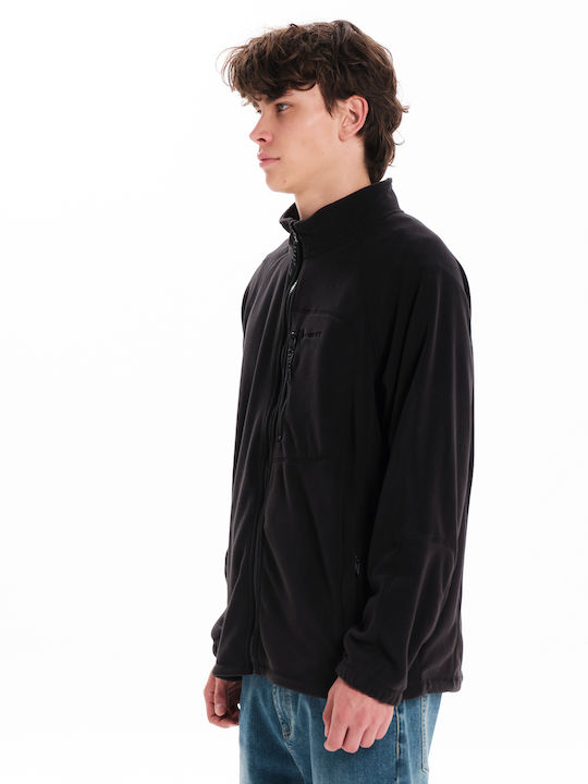 Basehit Men's Fleece Cardigan with Zipper Black