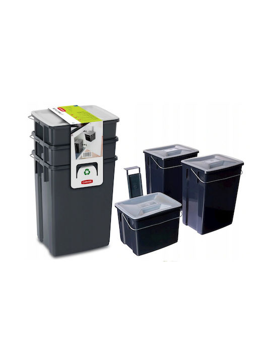 Curver Set Coșuri De Gunoi Bio Pentru Reciclare Plastic Negru 26lt