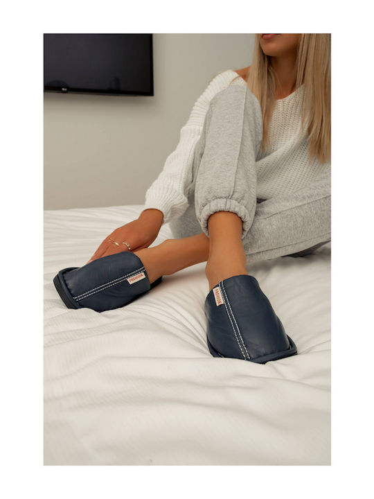 Men's Slippers With Fur Blue