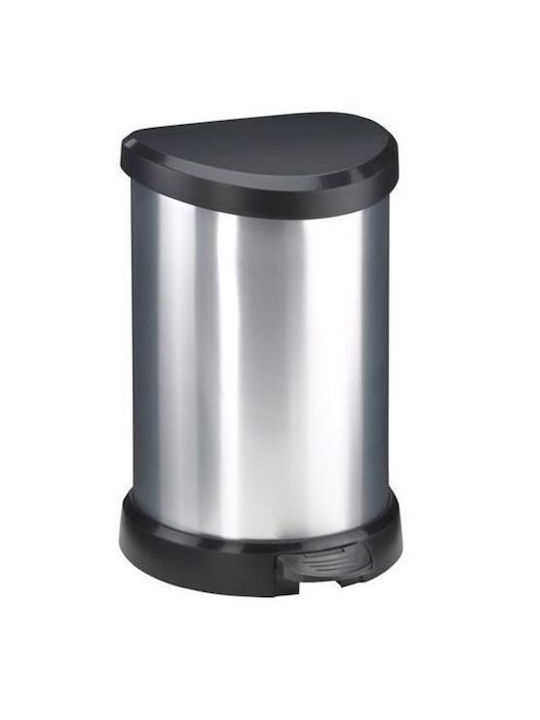 Curver Plastic Waste Bin with Pedal Black-Silver 20L
