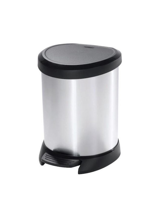 Curver Plastic Waste Bin with Pedal Black-Silver 20L